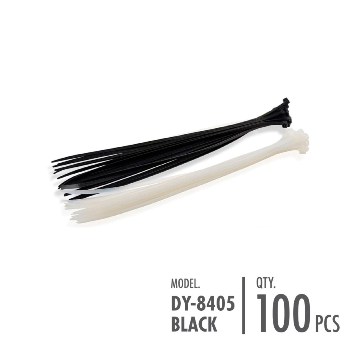 DY-8405-BLACK-100pcs Cable Tie - 0.36cm x 15cm/20cm/25cm/30cm (Black/Clear)