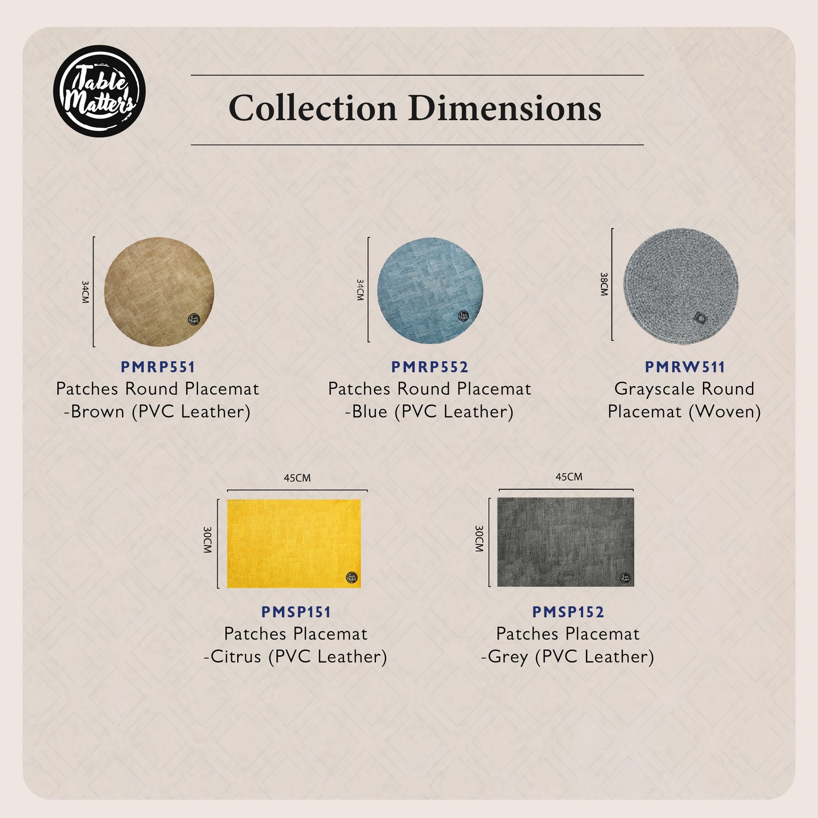 Placemat-ProductListing-19 PVC Leather Placemat Collection